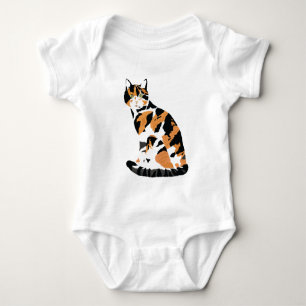 Calico cat sitting baby bodysuit
