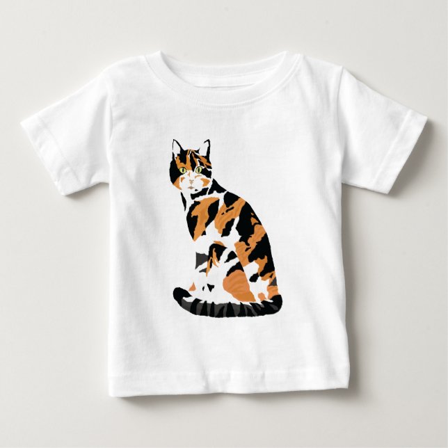 Calico cat sitting baby T-Shirt (Front)