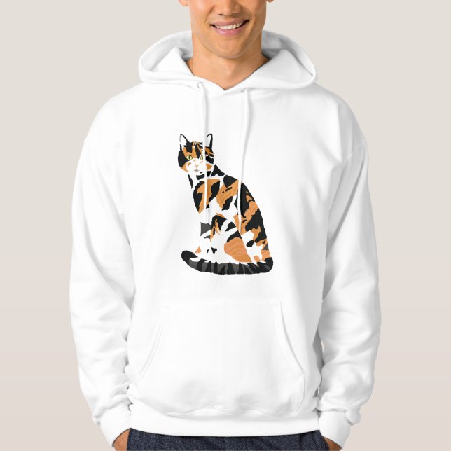 Calico cat sitting hoodie (Front)