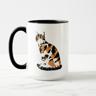 Calico cat sitting mug