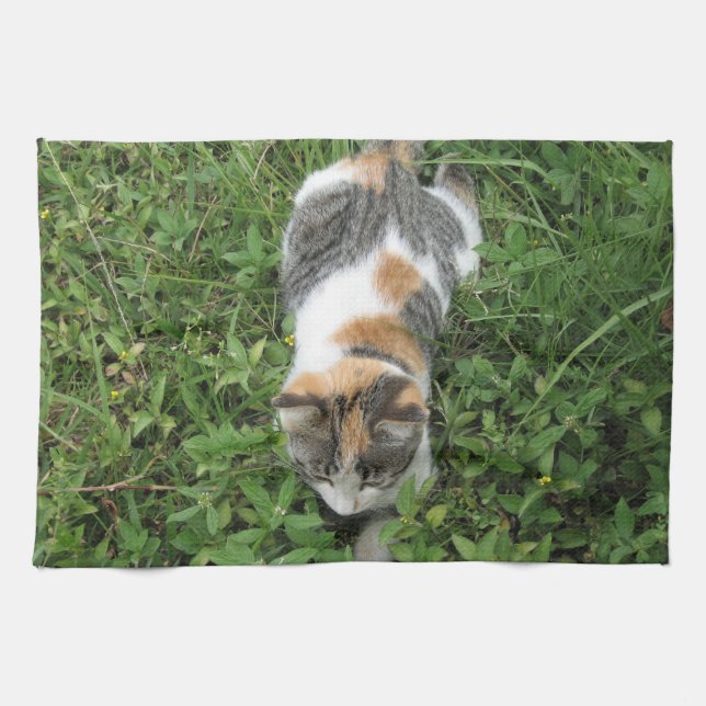 Calico Cat Tea Towel (Horizontal)