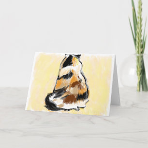 Calico cat viewed from the back card