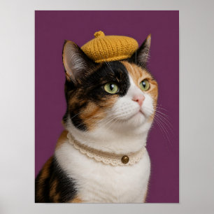 Calico Cat Wall Art — Prim Librarian Pet Portrait