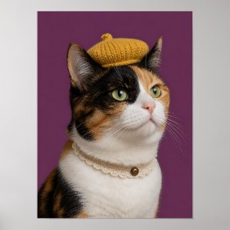Calico Cat Wall Art — Prim Librarian Pet Portrait