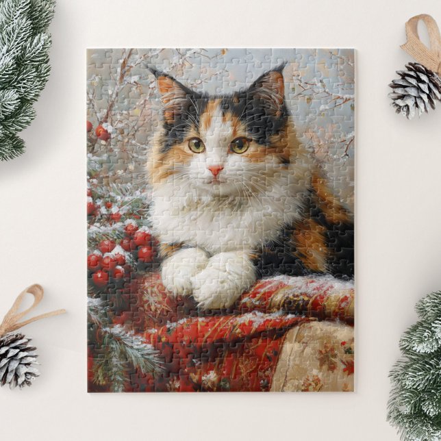 Calico Cat Winter Scene Painting Jigsaw Puzzle (Creator Uploaded)
