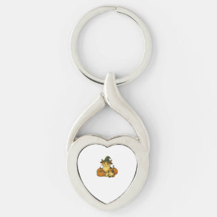 Calico Cat Witch with Pumpkins Halloween Design Cl Key Ring