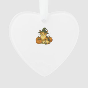 Calico Cat Witch with Pumpkins Halloween Design Cl Ornament