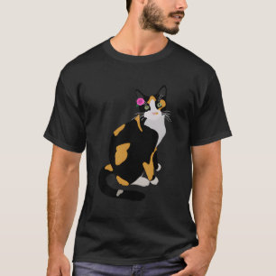 Calico Cat With Pink Flower Calico Mum Cat Lover T-Shirt