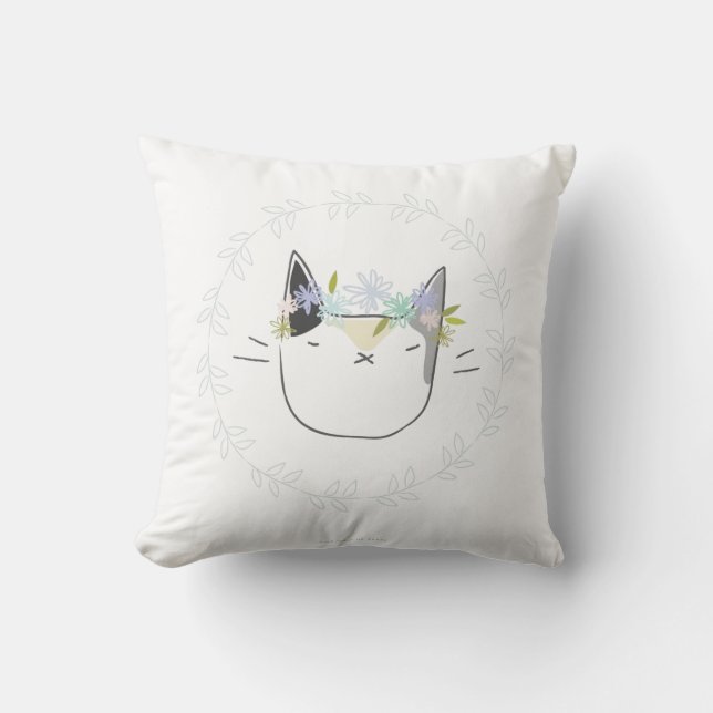 Calico Cat with Wildflowers Cushion (Front)