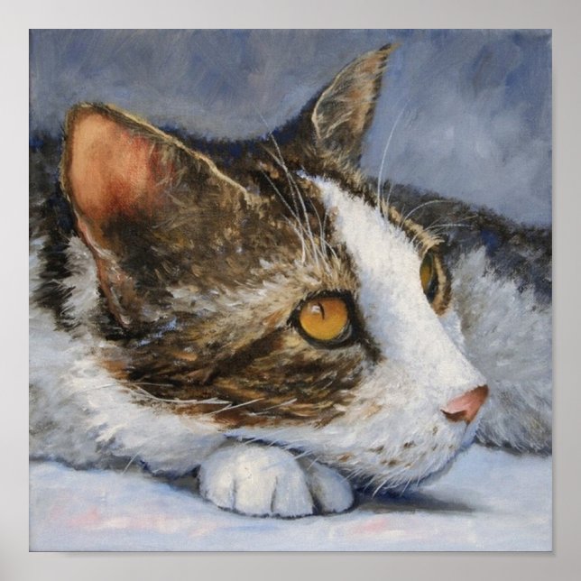 Calico Cat with Yellow Eyes Portrait  Poster (Front)