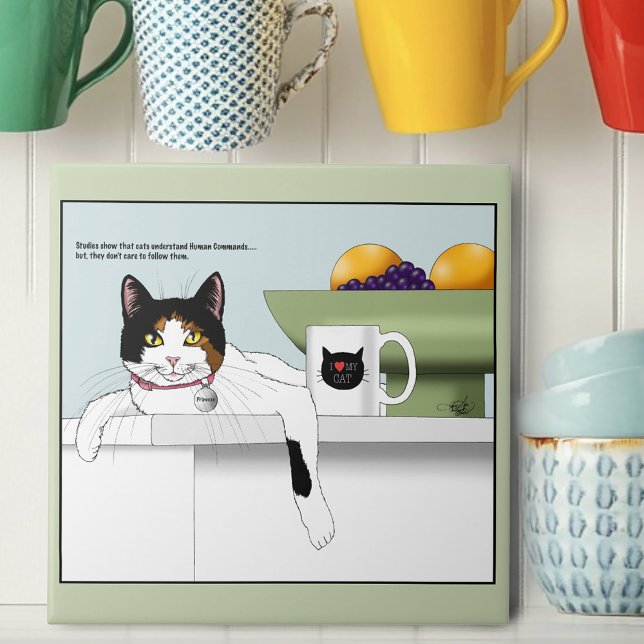 Calico Catitude Cat Kitchen Ceramic Tile (Creator Uploaded)