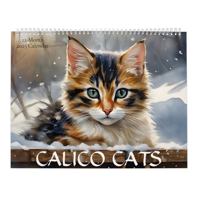 Calico Cats Watercolor Art 12-Month 2025 Calendar (Cover)