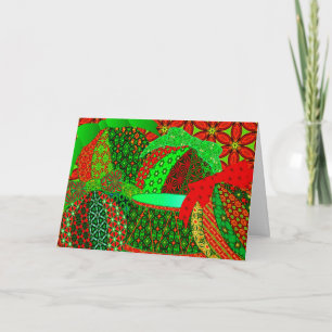 Calico christmas ornaments holiday card