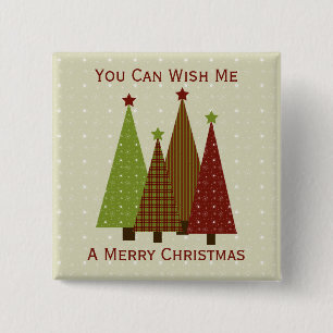 Calico Christmas Trees Button