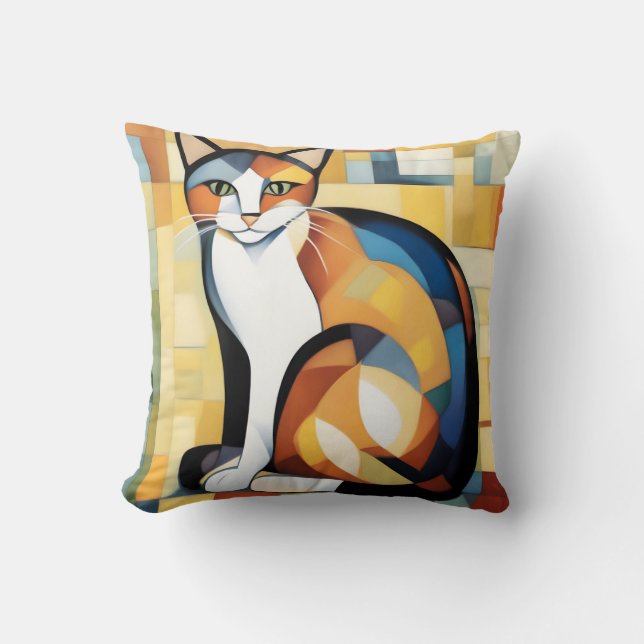 Calico Cubism A Feline Cushion (Front)