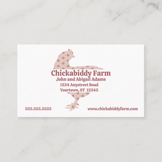 Calico Hen Egg Farm Farmer Ranch Country Business Card (Front)
