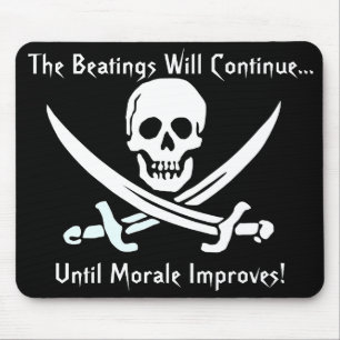 Calico Jack Jolly Roger, The Beatings Will Cont... Mouse Pad