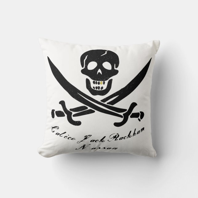 Calico Jack Nassau Pirate Flag Jolly Roger Cushion (Front)