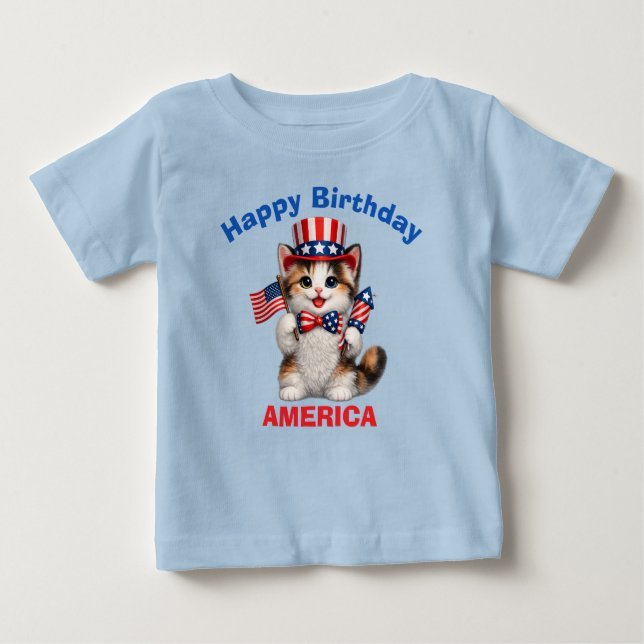 Calico Kitten (1n) Patriotic Kid T-Shirt (Front)