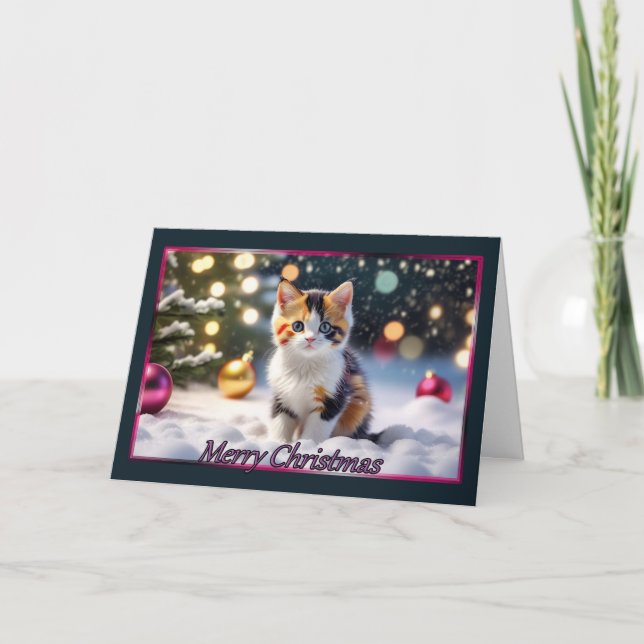 Calico Kitten Christmas Card (Front)