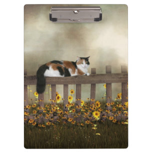 Calico kitty and flowers clipboard