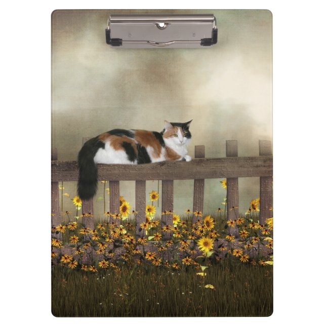 Calico kitty and flowers clipboard (Front)