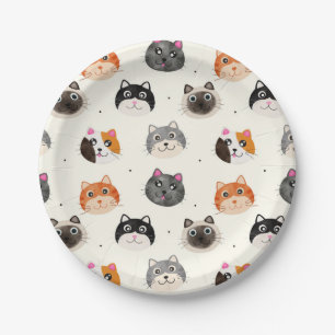 Calico Kitty Cat Paper Plates