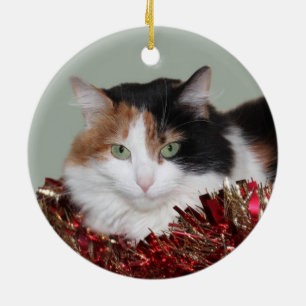 Calico kitty Christmas Ceramic Ornament