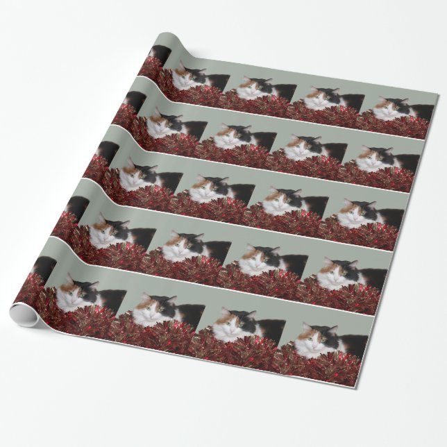 Calico kitty Christmas Wrapping Paper (Unrolled)