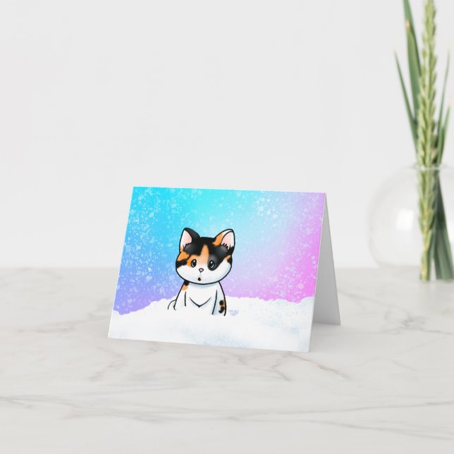 Calico Kitty Snow Globe Card (Front)