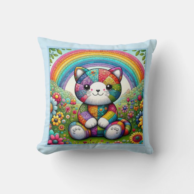 Calico Patchwork Cat Caprice Cushion (Front)