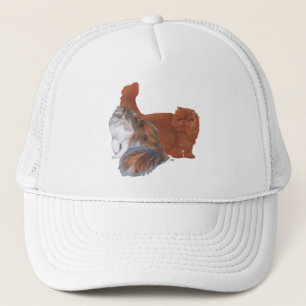 Calico Persian Cat and Red Longhair Cat Trucker Hat