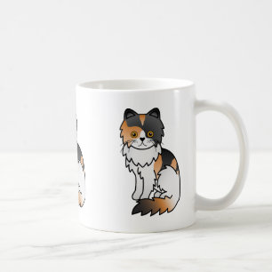 Calico Persian Cat Cute Cartoon Drawing Coffee Mug