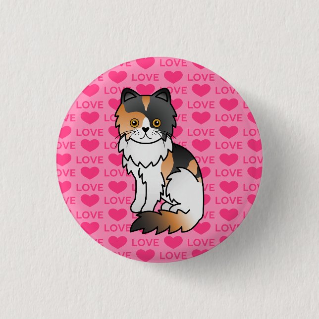 Calico Persian Cat Love 3 Cm Round Badge (Front)