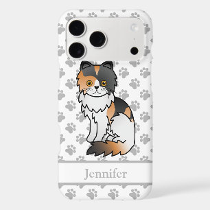 Calico Persian Cute Cartoon Cat & Name