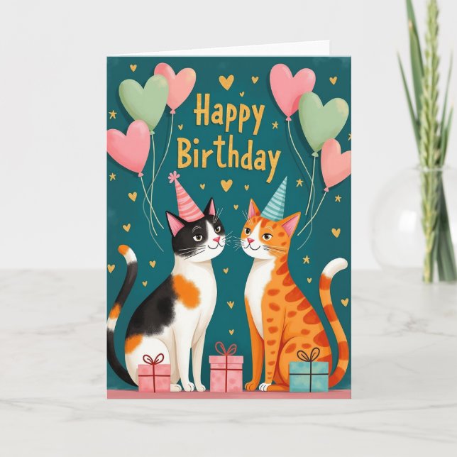 Calico Tabby Birthday Card (Front)