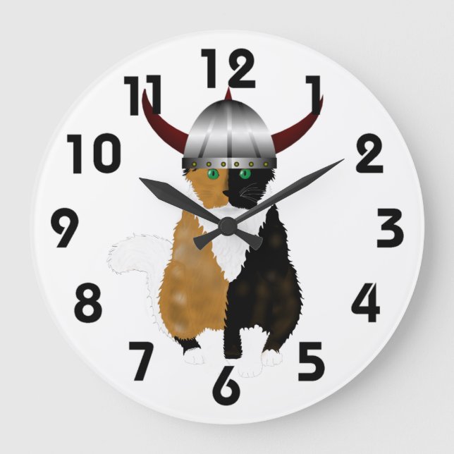 Calico Viking Cat Clock (Front)