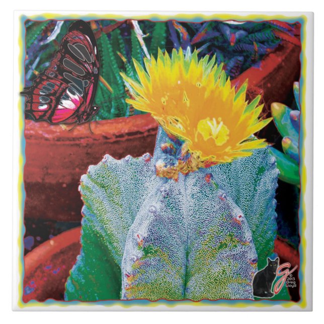 Caliente Cactus Ceramic Tile (Front)