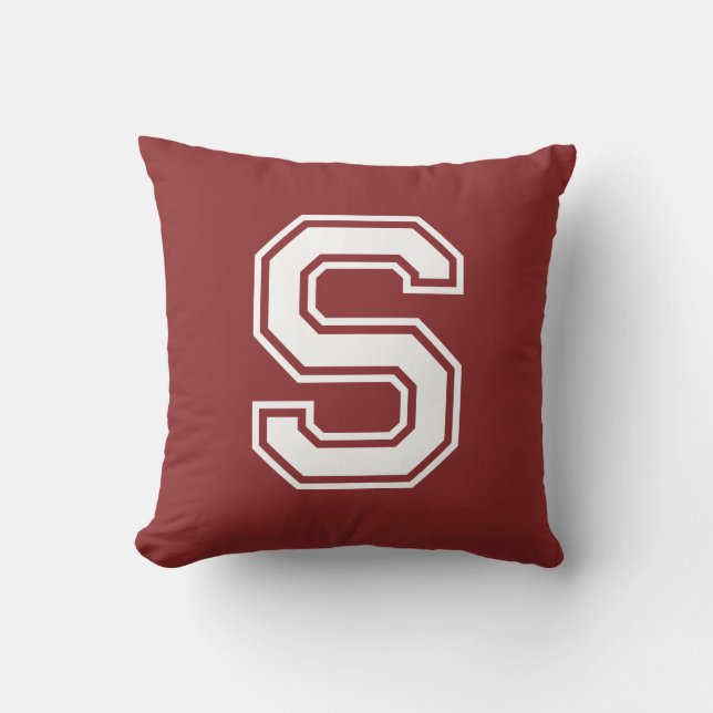 Caliente Red Custom Initial Throw Pillow (Front)