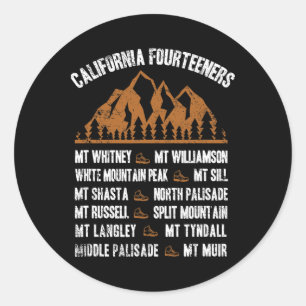 California 14ers Fourteeners Hiking Climbing Rock  Classic Round Sticker