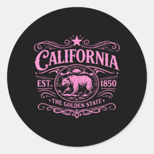 California 1850 Bear Vintage SoCal Norcal Los Classic Round Sticker