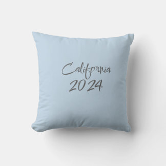 California 2024 blue typographic throw pillow