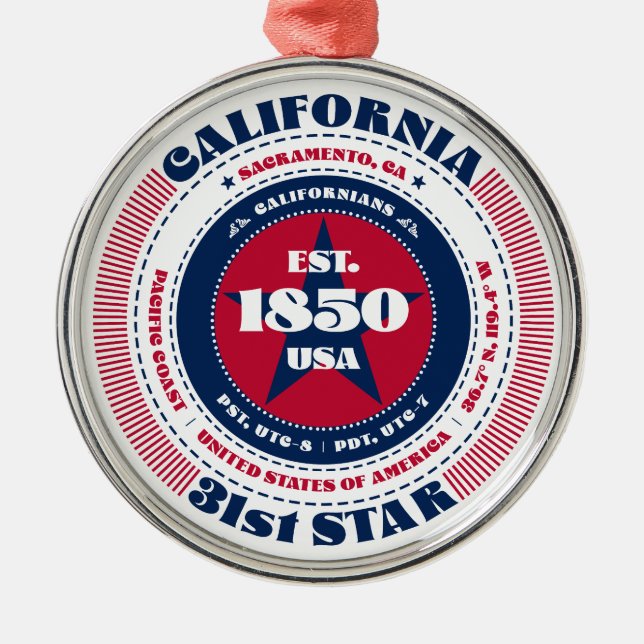 California 31st State Christmas Ornament (Front)