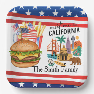 California 4th July Independence Day party Paper Plate