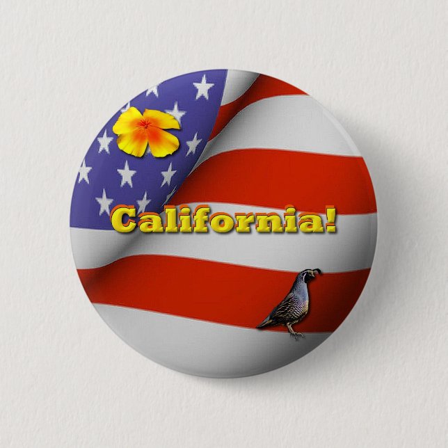 California 6 Cm Round Badge (Front)