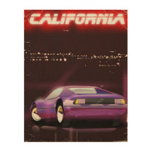 California 80's neon Supercar poster
