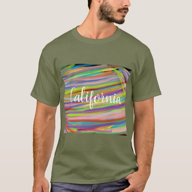 California abstract rainbow swirls with calligraph T-Shirt (Front)