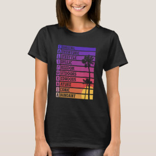 California Acrostic Poem Palm Trees Cali Sunset St T-Shirt