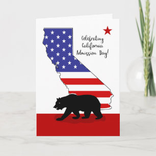 California Admission Day American Flag in State Card