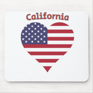 California American Flag Heart Mouse Pad
